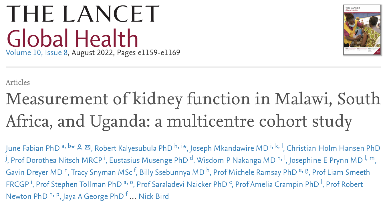 Publications Measurement of kidney function in Uganda balamu